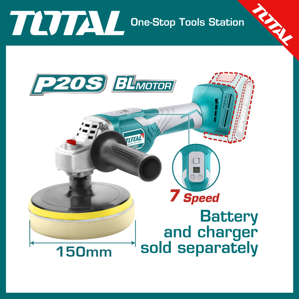 TOTAL LITHIUM-ION ANGLE POLISHER 20V (NO BATTERY AND CHARGER)
