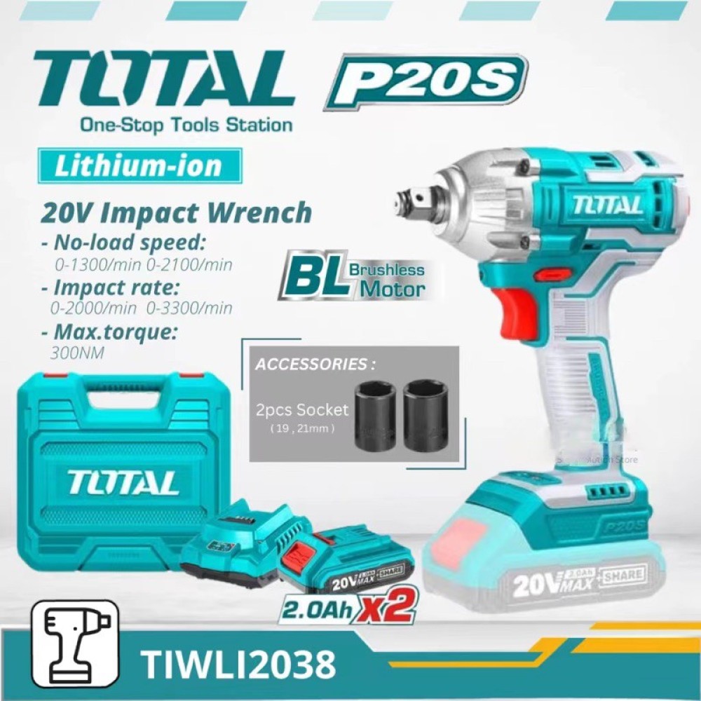 TOTAL TIWLI2038 LITHIUM-ION IMPACT WRENCH 20V