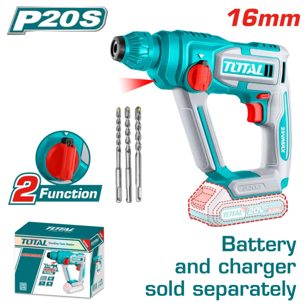 TOTAL TRHLI20168 LITHIUM-ION ROTARY HAMMER 20V