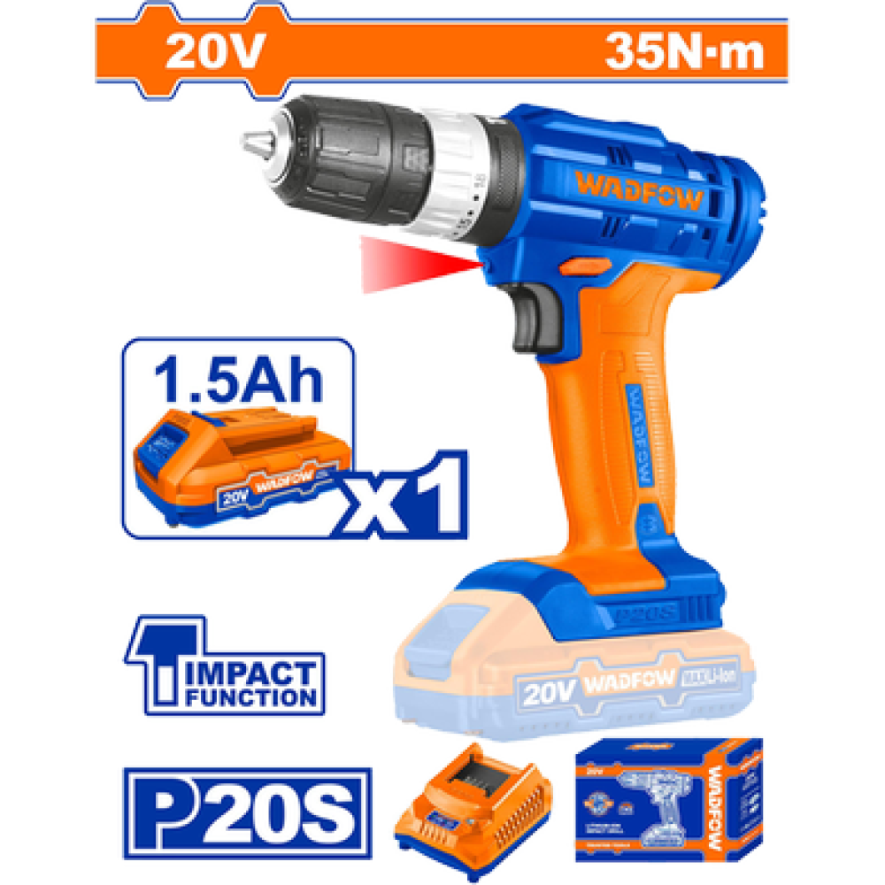 WADFOW 20V LITHUM-ION IMPACT DRILL